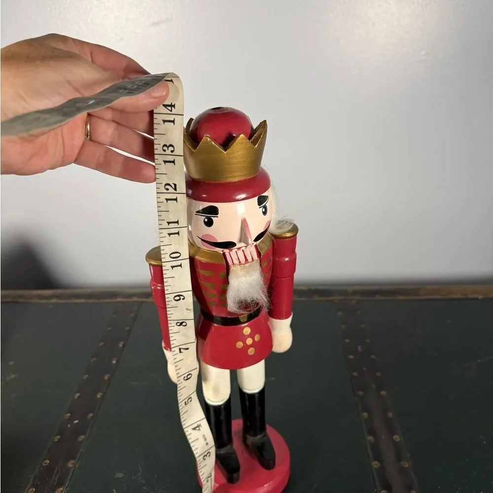 Traditional Wooden Nutcracker King Figurine Festive Holiday Decor 14 Inches